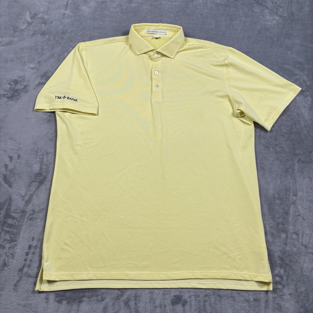 Holderness & Bourne The Graham Performance Polo Canary Oxford Blue Men's XL